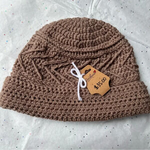 Women’s Crochet Handmade w/‎ Love Brown Warm Cozy Cold Weather Winter Beanie Hat